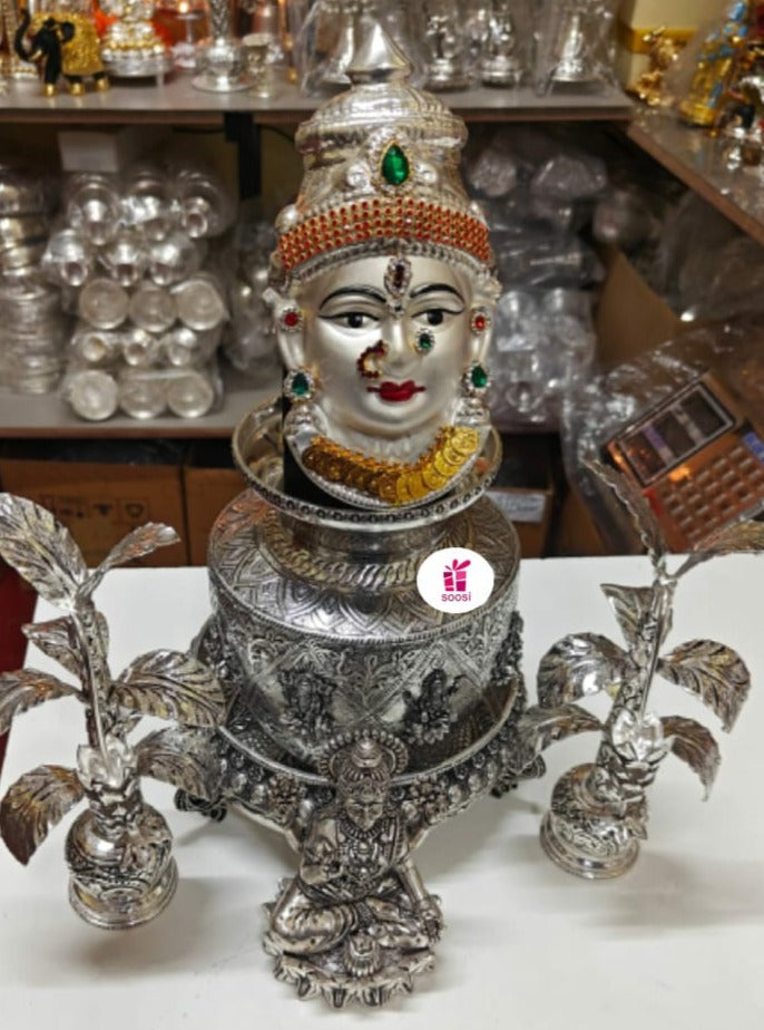 Sowbaghya Lakshmi , Antique Finish German Silver Vara Maha Lakshmi Puja Combo -SN001PC