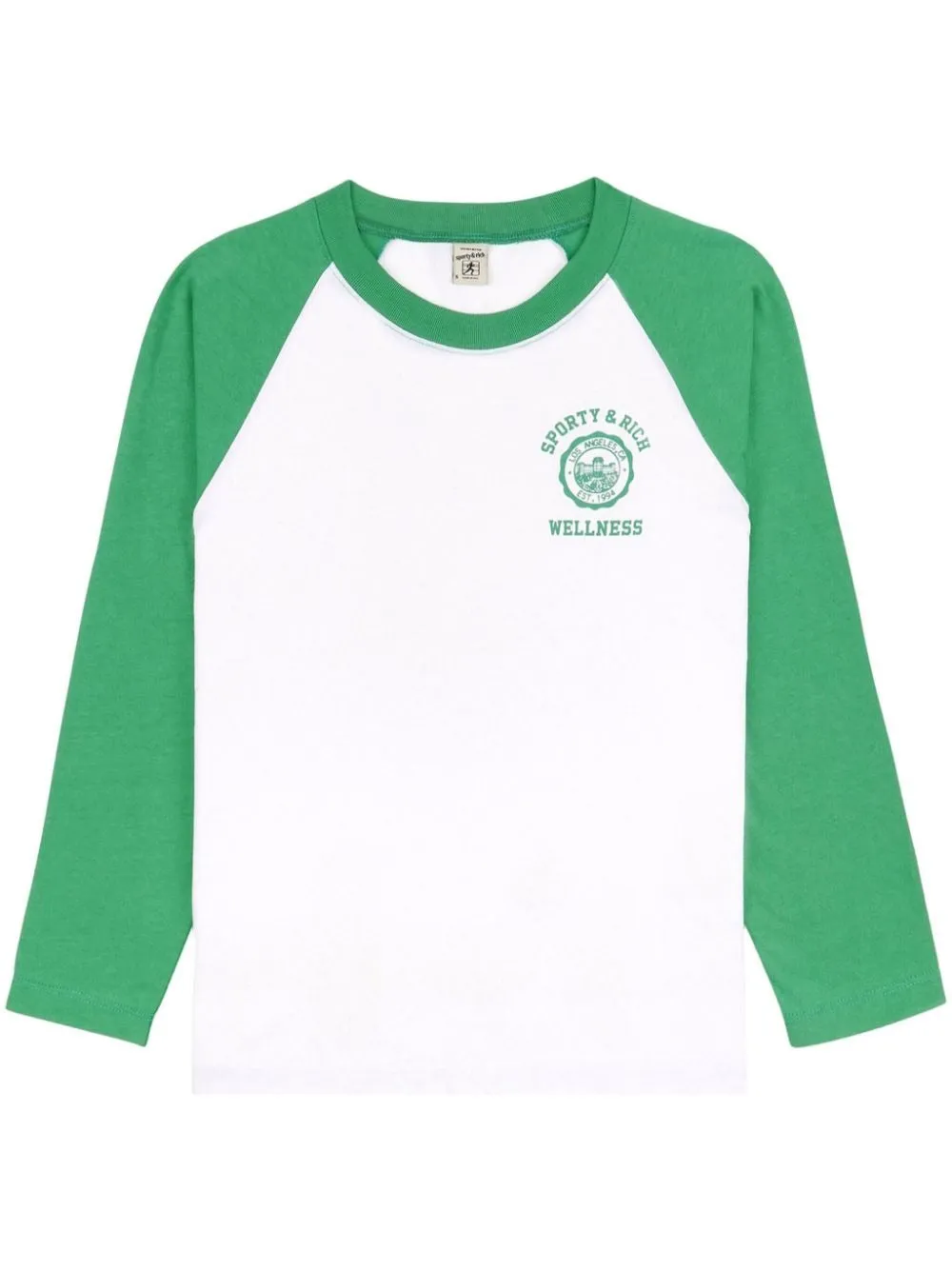 Sporty & Rich Emblem Baseball Tee in White 48