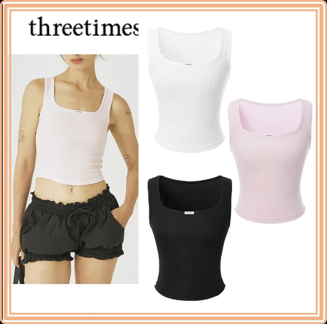 threetimes  |Sleeveless Street Style Plain Cotton Lace