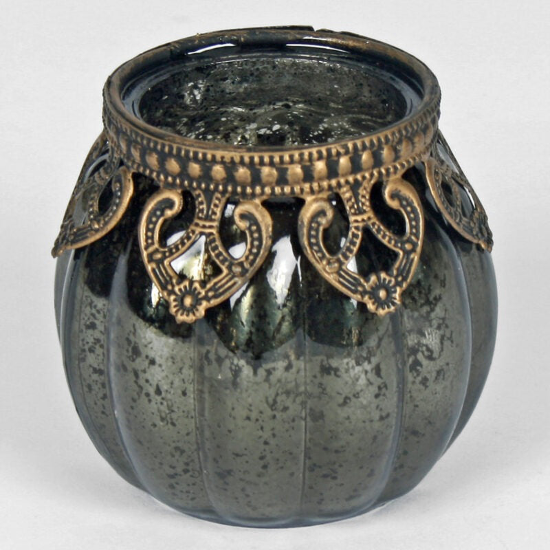 Unique Small Black Fluted Detailed Pot