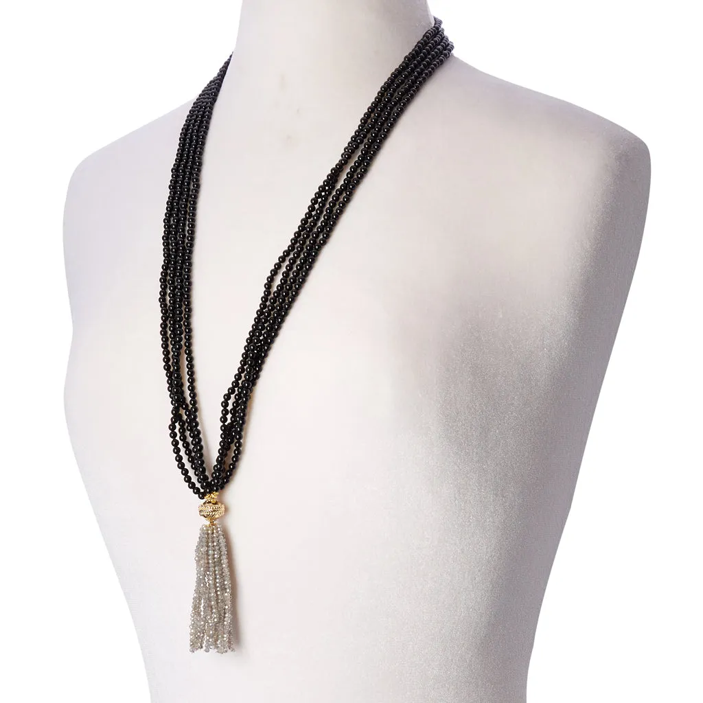 Victoire Black Agate 4mm Multi-Strand Necklace