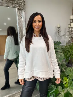 Winter White Chenille Sweatshirt Donna