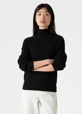 Women's Lambswool Funnel Neck Jumper in Black