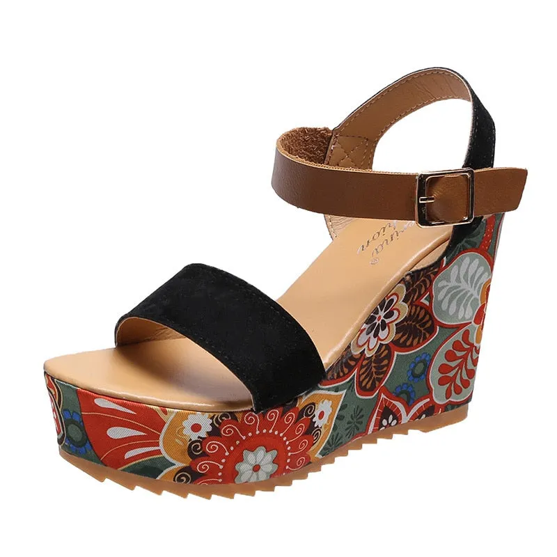 Women's Summer Ethnic Style Floral Pattern Party Platform Sandals