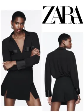 ZARA  |SATIN EFFECT HEM CREPE SHIRT