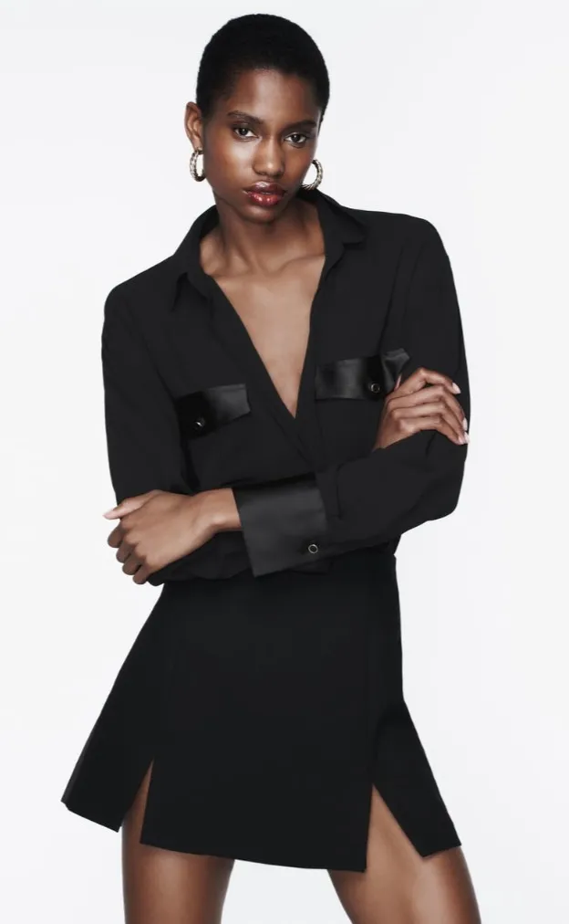 ZARA  |SATIN EFFECT HEM CREPE SHIRT