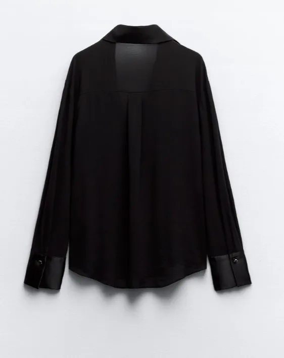 ZARA  |SATIN EFFECT HEM CREPE SHIRT