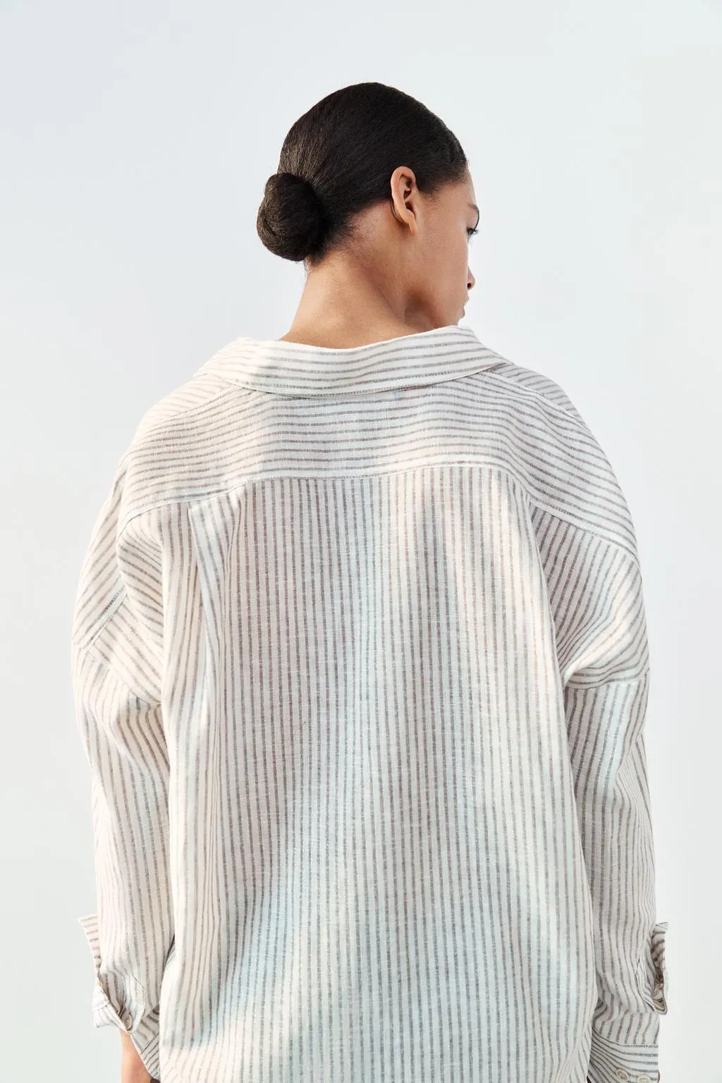 ZARA  |Stripes Casual Style Linen Long Sleeves Shirts & Blouses